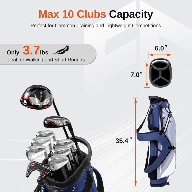 Full Choice Lightweight Golf Stand Bag, 4-Way Full-Length Dividers, Holds Up to 10 Clubs, 3.7 lbs Golf Bag with Dual Straps & Stand for Driving Range, Par 3, and Standard Courses - Image 4